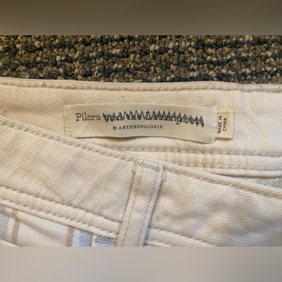 Anthropologie Striped Slim Fit High Rise Jeans in Cream Size 27 - Picture 3 of 10